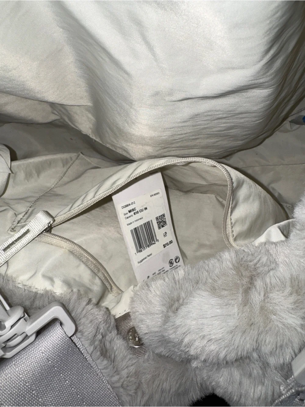 Nike Grey and White Plush Tote Bag